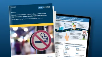 cover of policy brief: Tobacco Control Policies Are Associated With Decreasing Cigarette Smoking Rates and Disparities